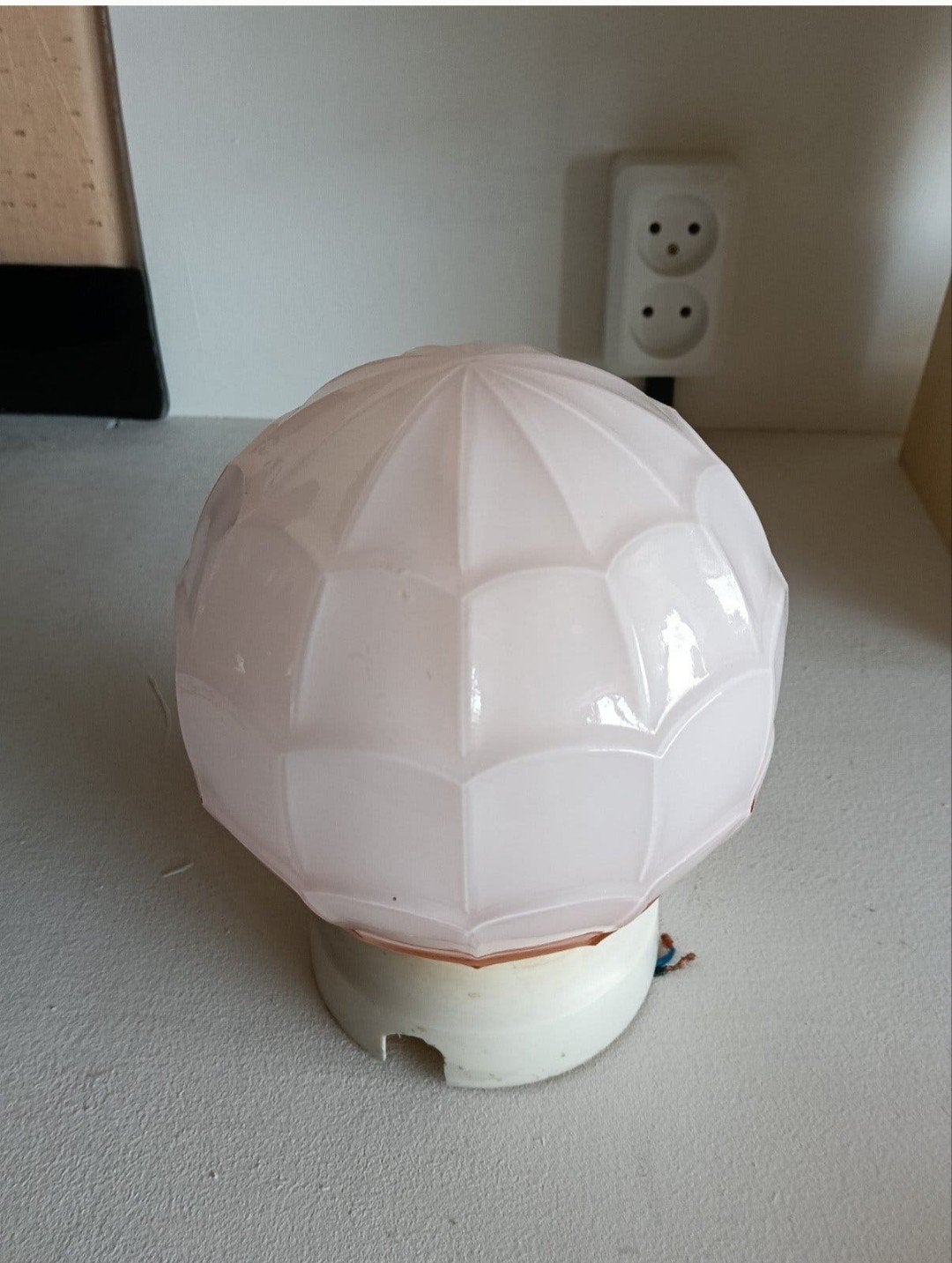Vintage Thabur plafondlamp - roze , bolvormig, Gebruikt, Roze, Onbekend, Ophalen of Verzenden