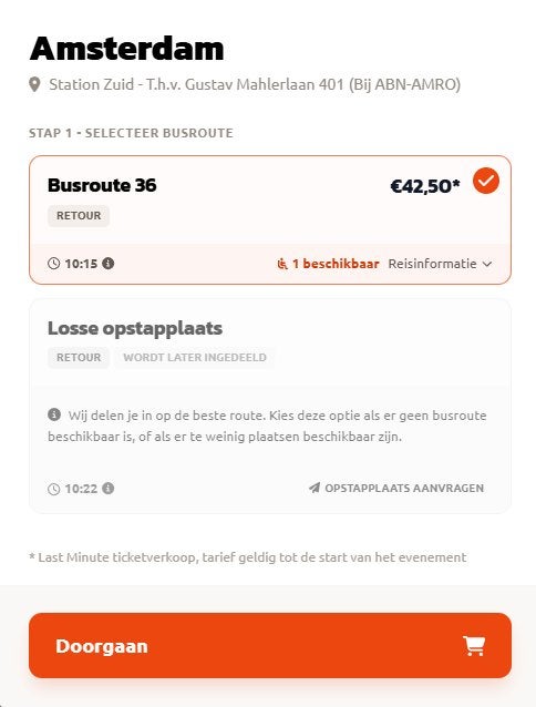 Busticket Eleven Travel Intents Zaterdag retour Amster. Zuid, Tickets en Kaartjes, Eén persoon