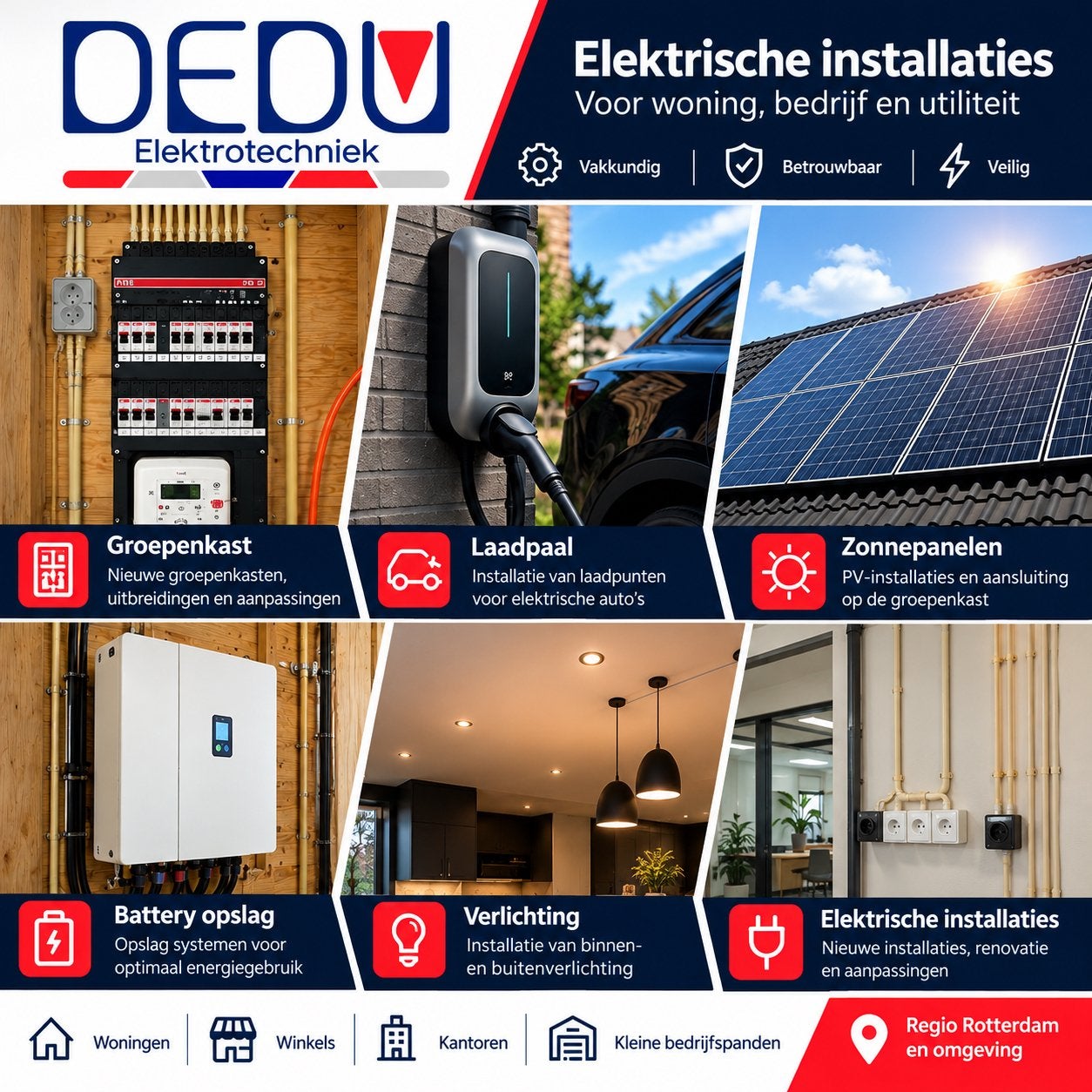 Elektricien Groepenkast Laadpaal Zonnepanelen & Installatie, 24-uursservice