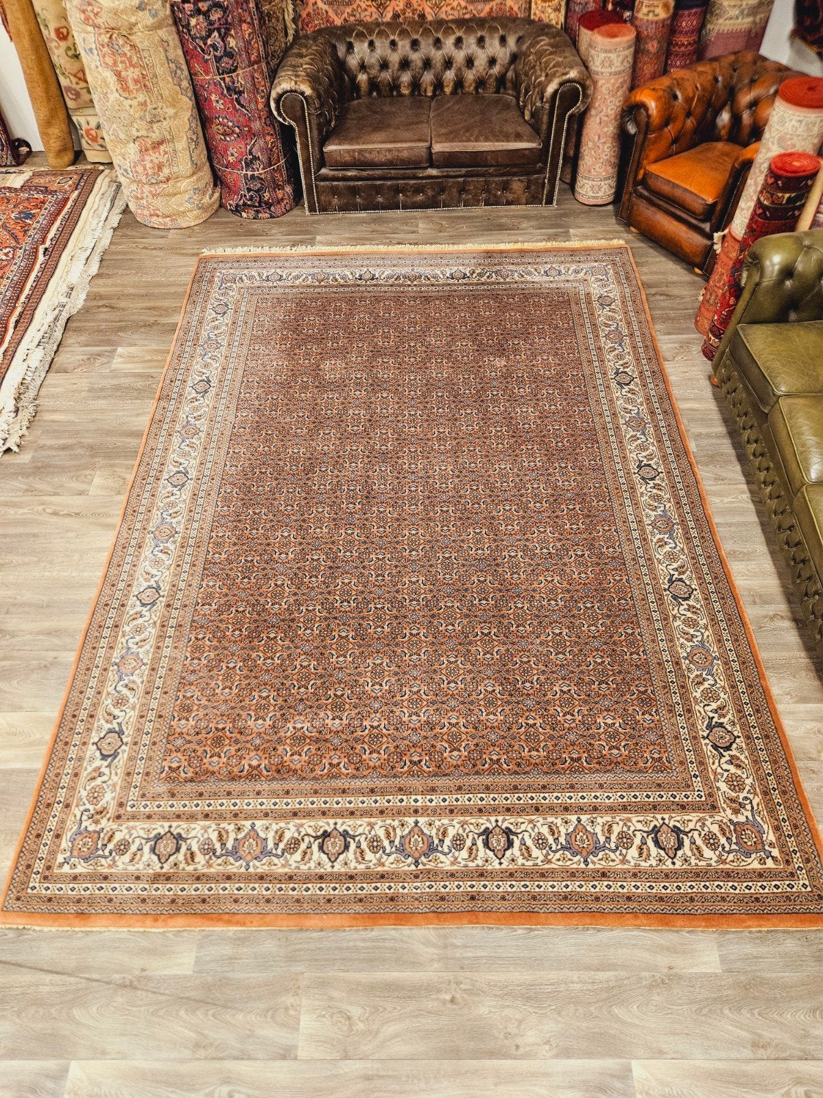 Perzisch Handgeknoopt Bidjar Tapijt. prachtige kleuren., Crème, Perzisch, 200 cm of meer, Ophalen of Verzenden