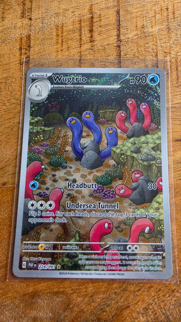 Pokemon Wugtrio illustration rare Engels, Ophalen of Verzenden, Zo goed als nieuw
