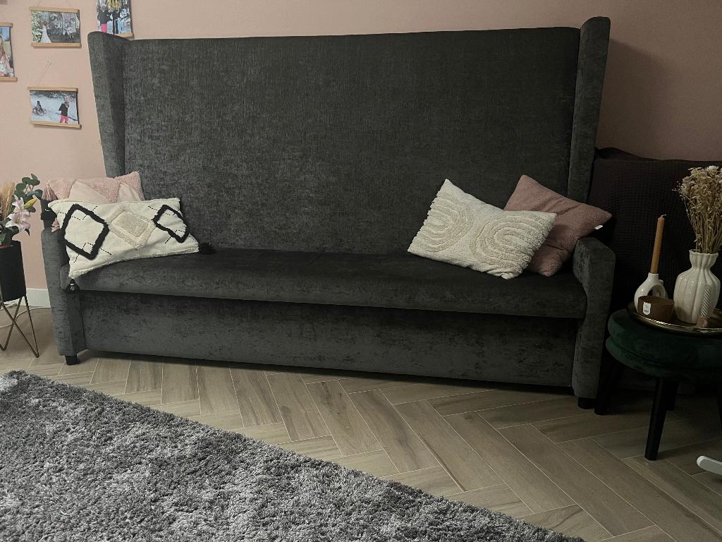 Grijze hoge bank / eetkamerbank, Huis en Inrichting, Banken | Bankstellen, Ophalen, Overige maten, Minder dan 75 cm, Zo goed als nieuw