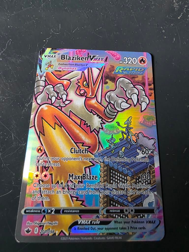 Blaziken VMAX Secret Rare Alt Art Holo Pokémon Kaart, Ophalen of Verzenden, Zo goed als nieuw, Losse kaart, Foil