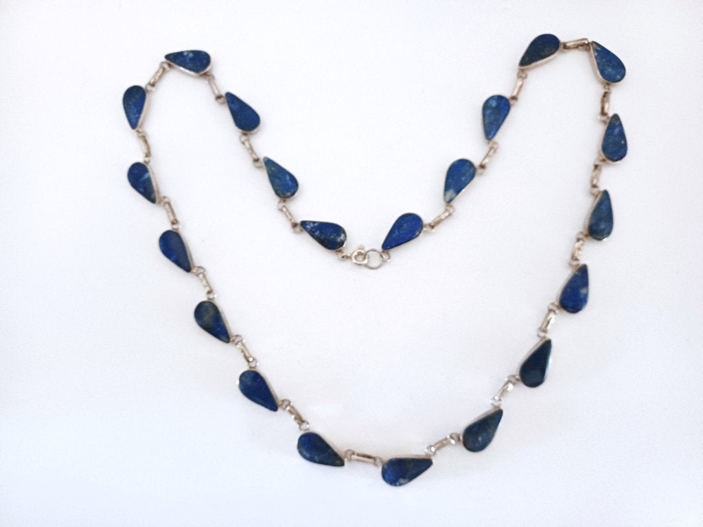 sterling zilver ketting met natuurlijke lapis lazuli, Sieraden, Tassen en Uiterlijk, Kettingen, Ophalen of Verzenden, Zo goed als nieuw