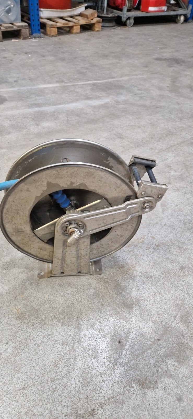 RVS Slangenhaspel met Hogedrukslang 3/8" 250 bar, Ophalen, Gebruikt