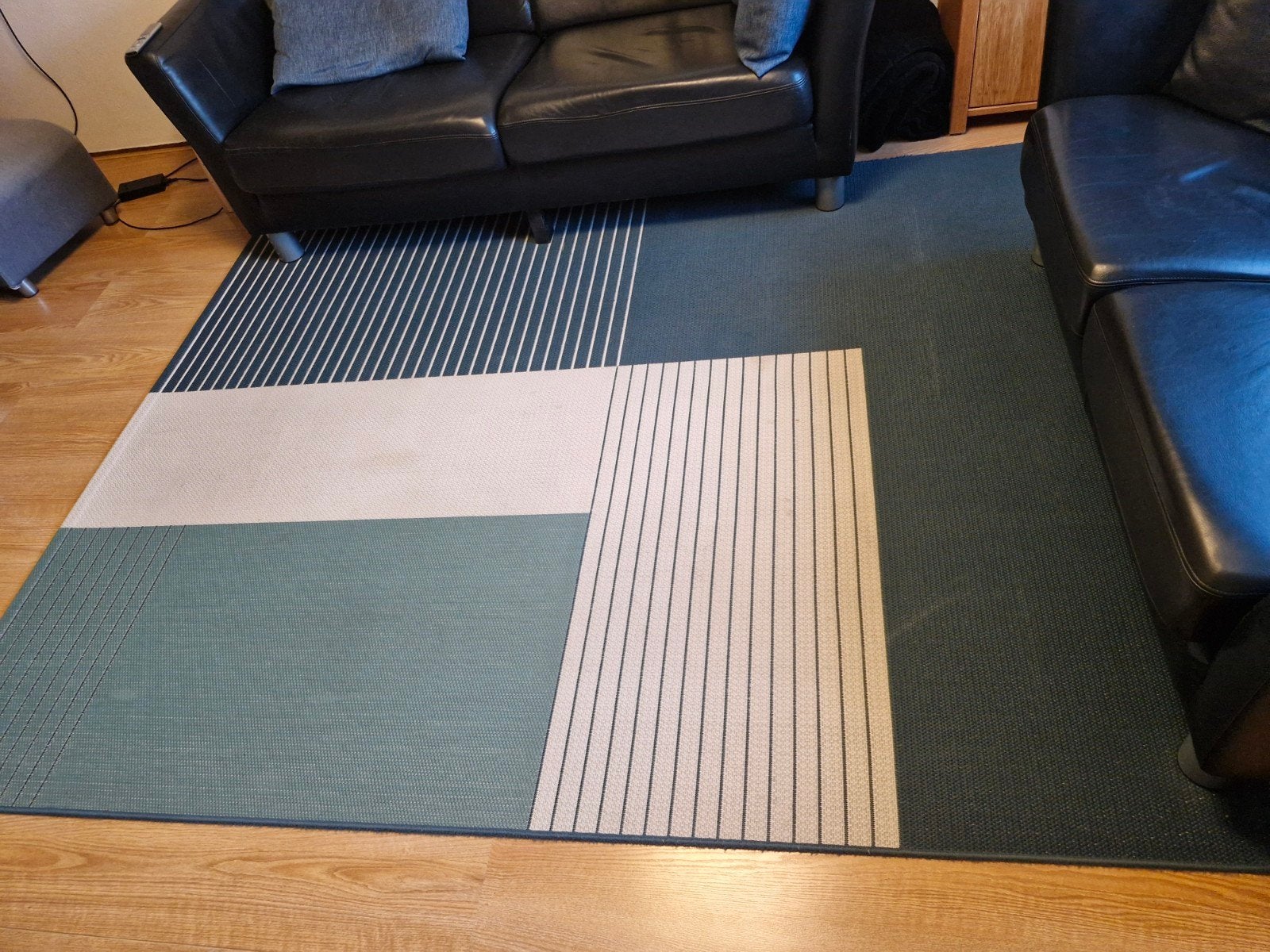 Modern Vloerkleed 200x250 cm - Blauw/Crème/Groen, Ophalen, Gebruikt, 200 cm of meer, Groen