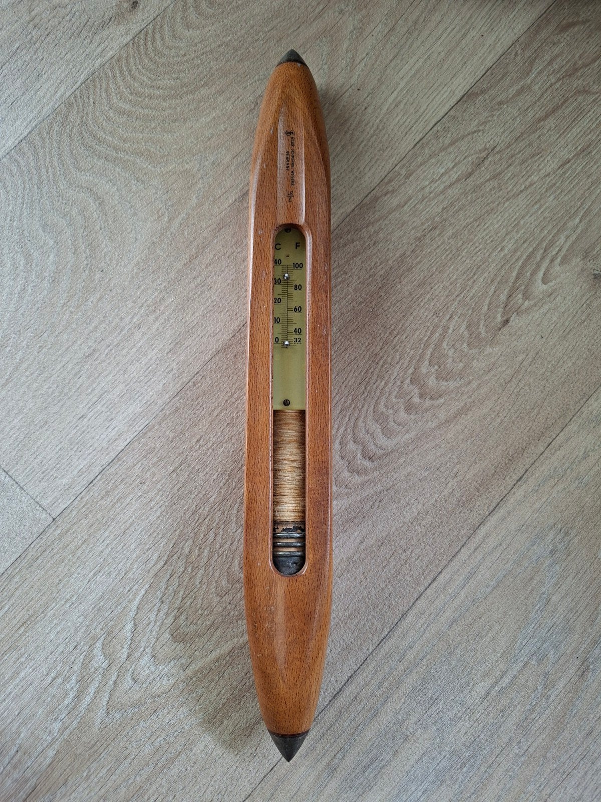 Vintage houten thermometer - Gebr. Schmemann, Weseke, Ophalen, Gebruikt, Overige merken, Hout
