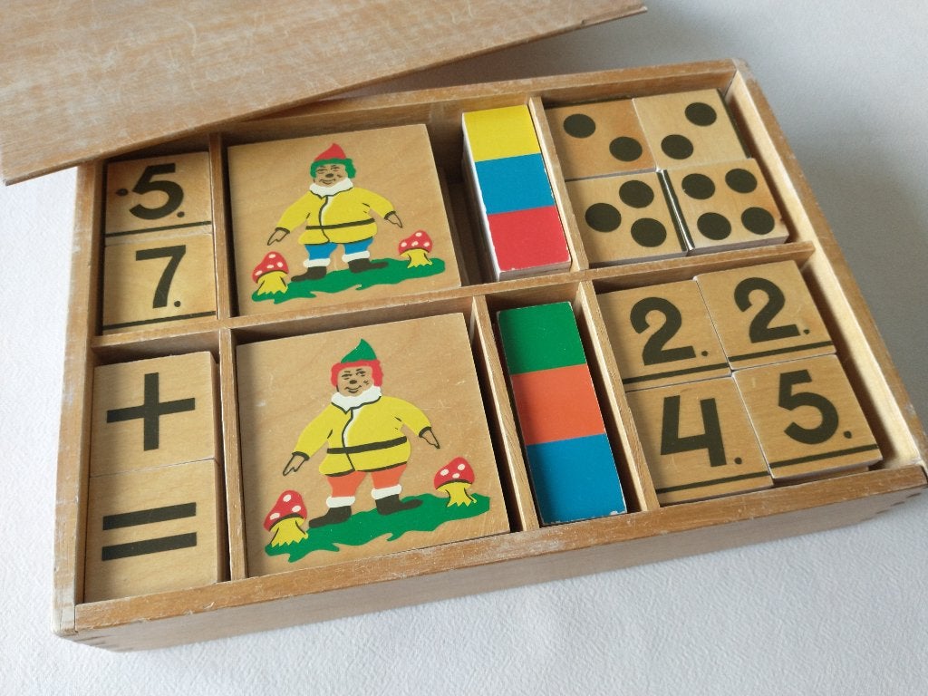 Vintage houten lesmateriaal voor kleuters: Kabouterspel, Ophalen of Verzenden