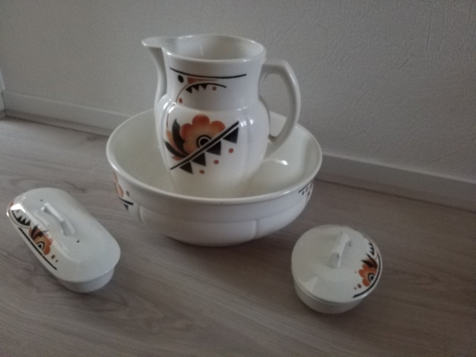 Art Deco Lampetstel Société Céramique Maastricht Jonker, Ophalen