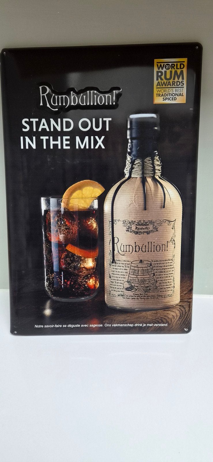 Reclamebord Rum drank mancave bar bord likeur, Ophalen of Verzenden, Gebruikt, Reclamebord