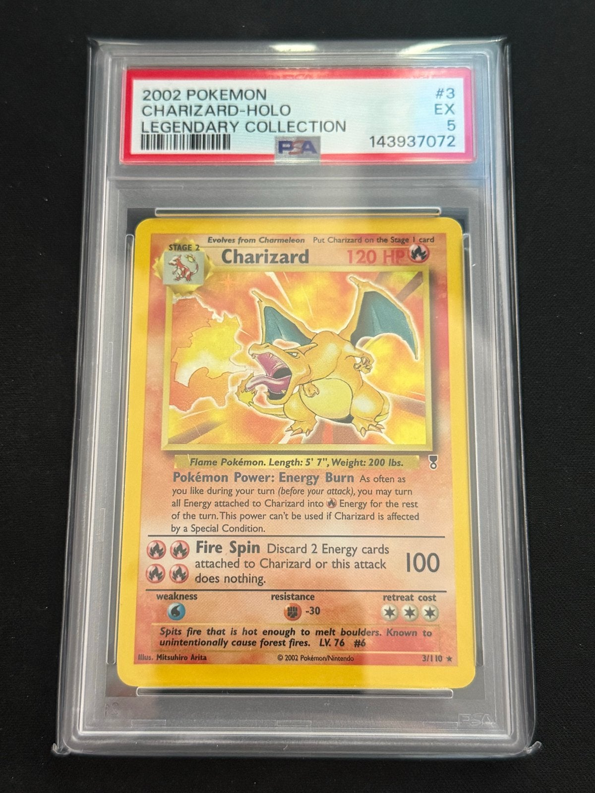 2002 Pokémon Charizard Holo Legendary Collection PSA 5, Hobby en Vrije tijd, Verzamelkaartspellen | Pokémon, Ophalen of Verzenden