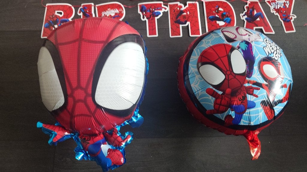 Spiderman verjaardag versiering set 4-delig, Ophalen of Verzenden, Zo goed als nieuw, Versiering, Verjaardag