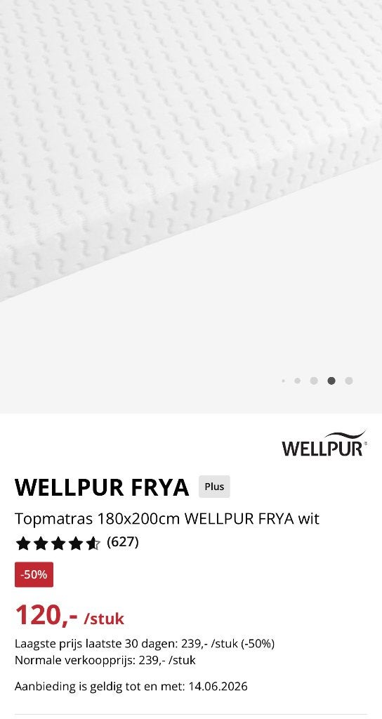 Topmatras, Huis en Inrichting, Ophalen, Tweepersoons, 180 cm, Matras