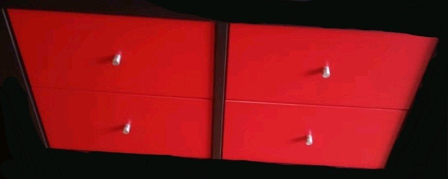 Zeer nette Expedit (oude model Kallax) rode lades met inzet, Huis en Inrichting, Ophalen, 50 tot 100 cm, Minder dan 100 cm, Met lade(s)