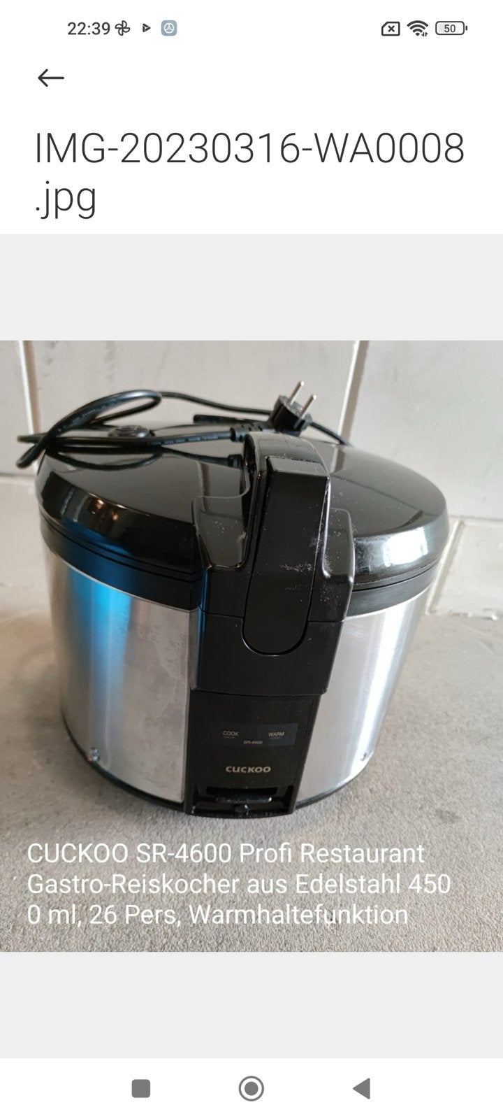 CUCKOO SR-4600 Professionele Rijstkoker RVS 4.5L 26 Pers, Ophalen, Gebruikt