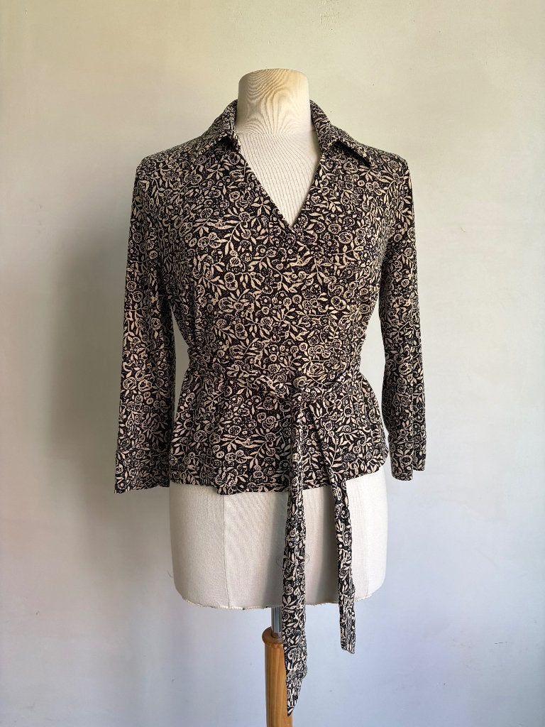 vanilia wikkelblouse maat 36 beige zwart, Verzenden, Vanilia, Zwart, Zo goed als nieuw