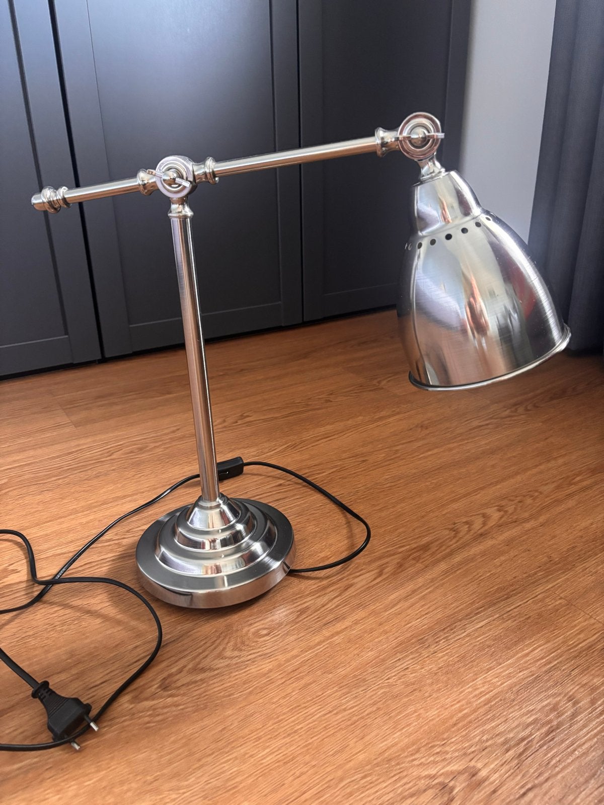 IKEA FORSÅ Bureaulamp - Zilverkleurig, Verstelbaar, Huis en Inrichting, Lampen | Tafellampen, Ophalen, Bureaulamp, E14 (klein)