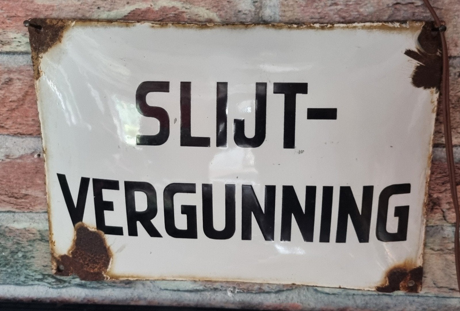 Emaille bord bar Slijt vergunning, Ophalen of Verzenden, Gebruikt, Reclamebord