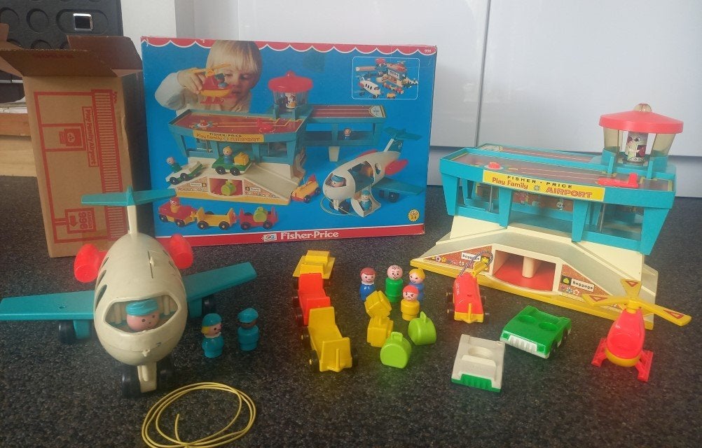 * Vintage vliegveld Fisher Price 996 compleet *, Ophalen of Verzenden, Gebruikt