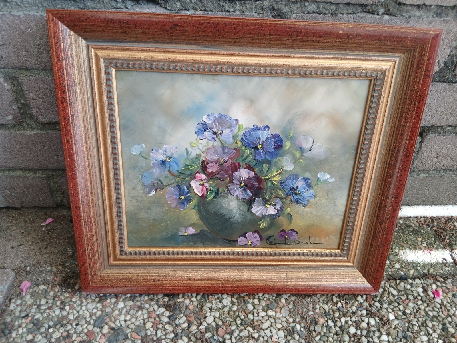 Schilderij met bloemen in vaas - Gruhn - Daalman, Antiek en Kunst, Ophalen