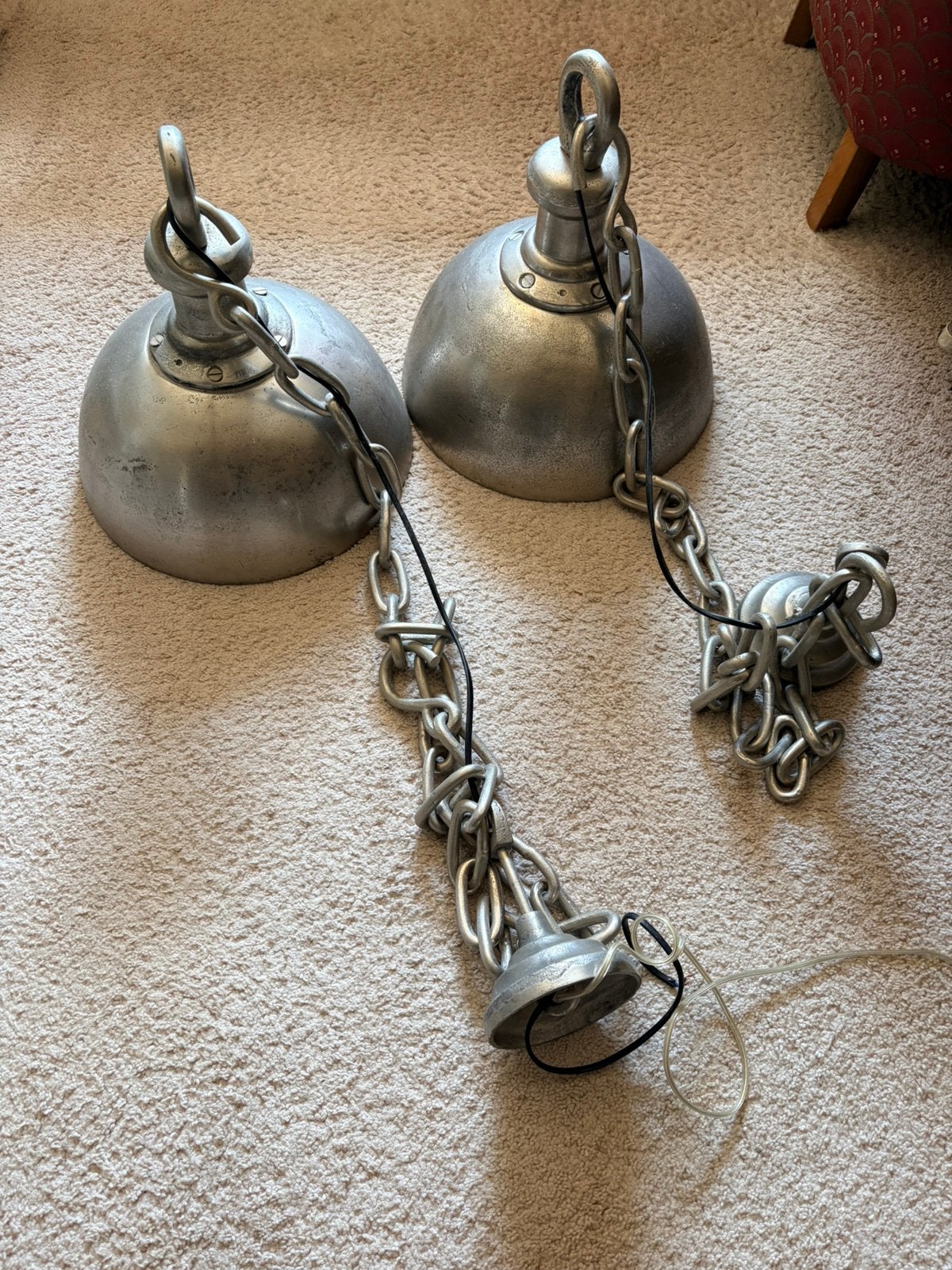 2 mooie PTMD hanglampen, Huis en Inrichting, Ophalen, Gebruikt, E27 (groot), Metaal