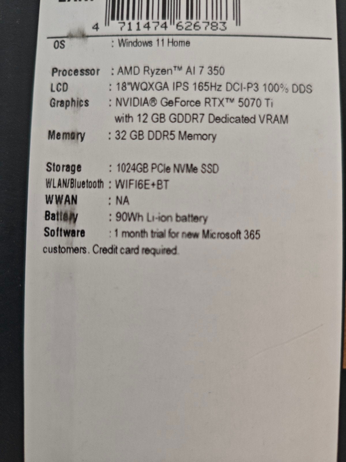 Gaming Laptop: AMD Ryzen AI 7 350, RTX 5070 Ti, 32GB RAM, Computers en Software, Windows Laptops, Met videokaart, Ophalen of Verzenden
