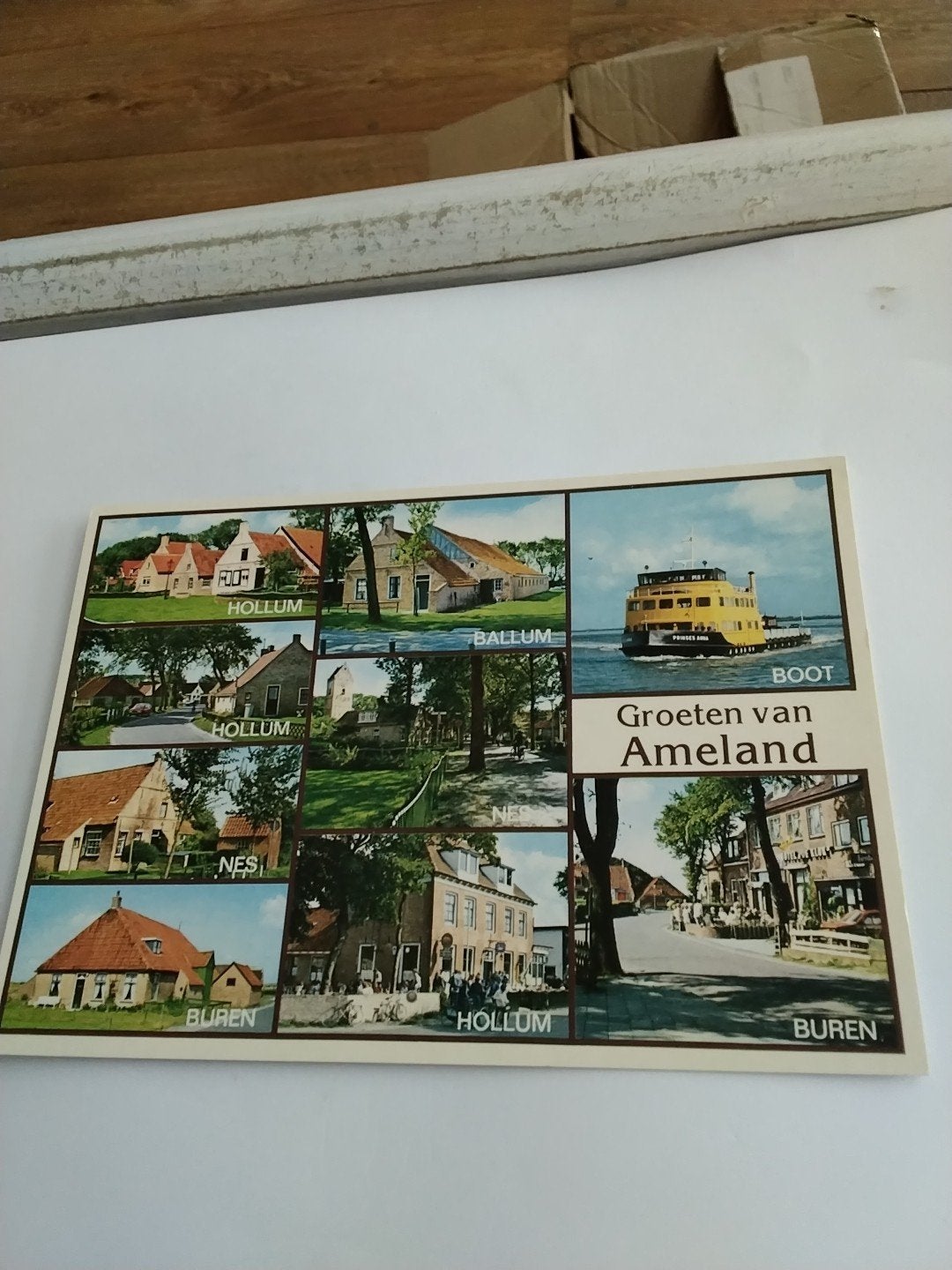 Ansichtkaart Groeten van Ameland - Diverse dorpen en boot, Ophalen of Verzenden