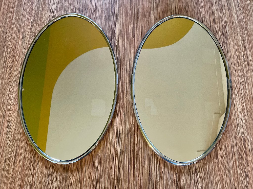 Vintage set grote badkamer spiegels, Ophalen, Gebruikt, Overige typen, 50 tot 100 cm