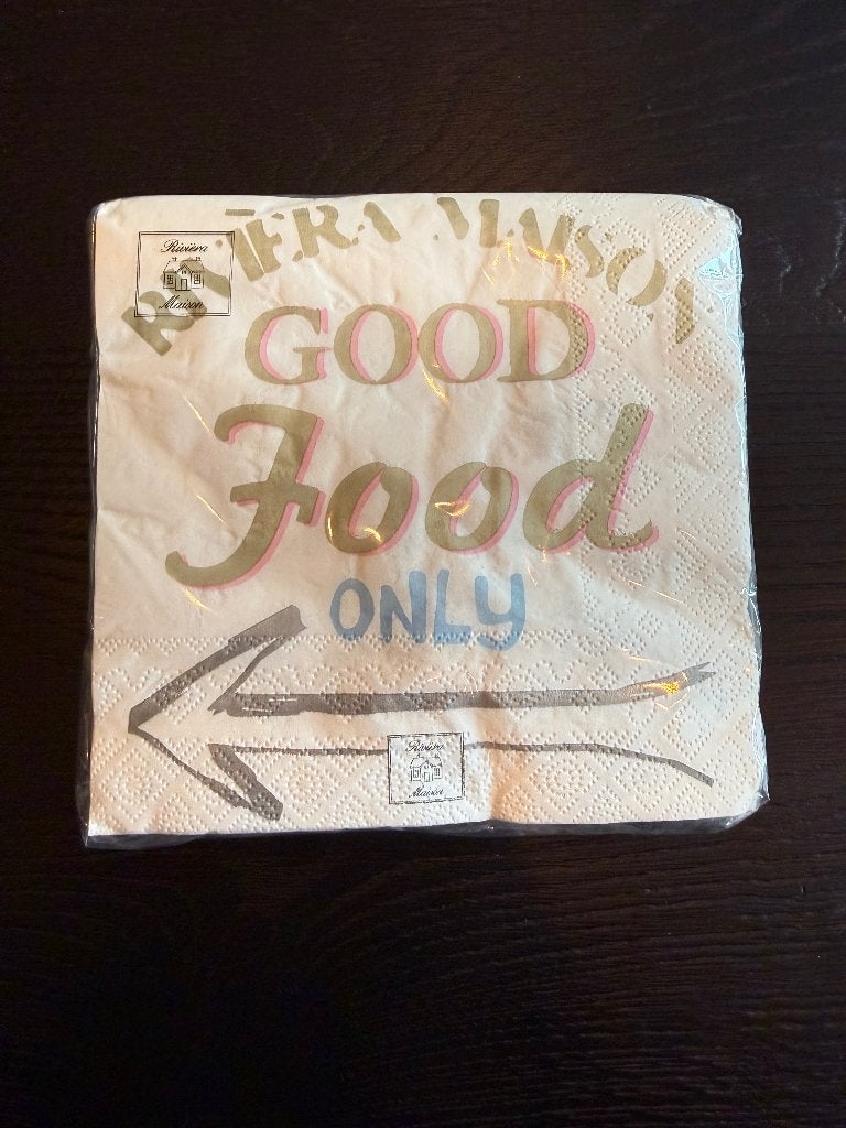 Rivièra Maison servetten Good Food Only 33x33 cm 20 stuks, Beige, Overige typen, Nieuw, Papier/karton