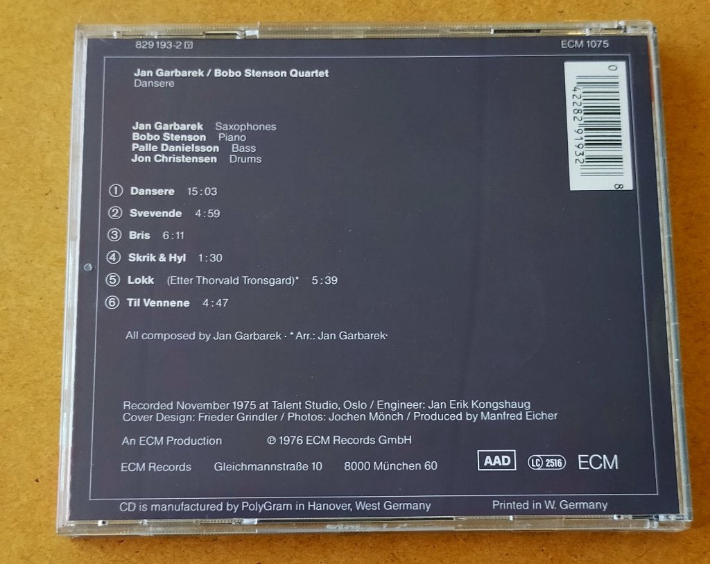 Jan Garbarek - Dansere CD 1976/199? ECM, Ophalen of Verzenden, Zo goed als nieuw, Jazz