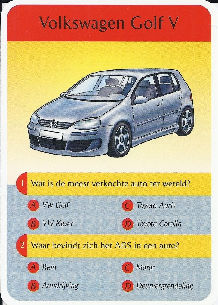 Kw3614 Autokaartje volkswagen golf, Verzamelen, Ophalen of Verzenden, Zo goed als nieuw, Auto's