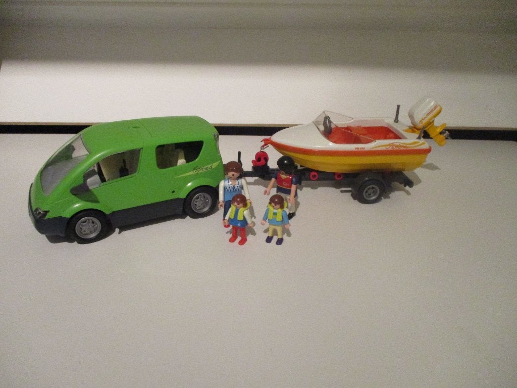 Playmobil 4144 Gezinsauto & boot, Gebruikt, Complete set, Voertuig, Ophalen of Verzenden
