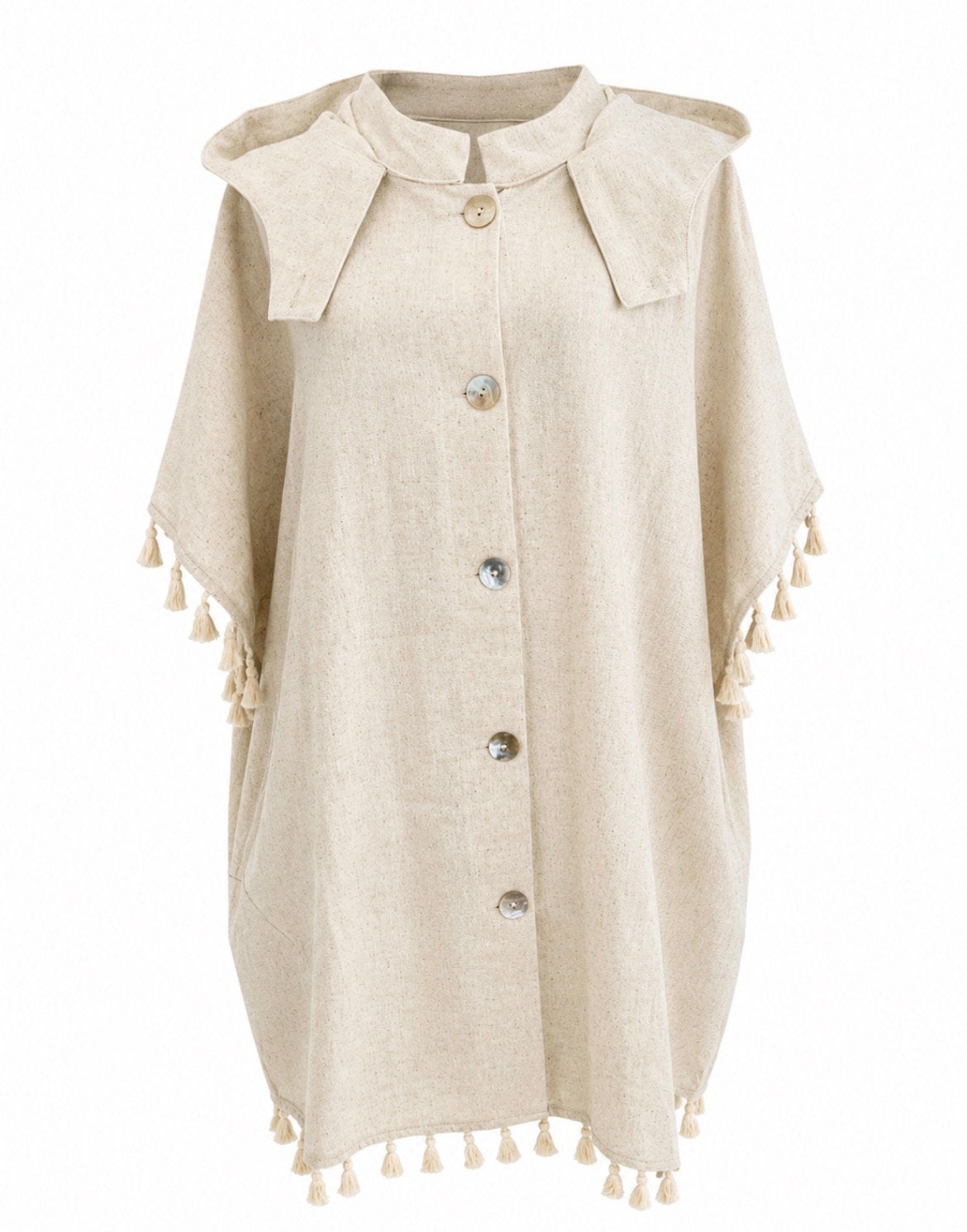 Touché blouse crème – linnenmix met franjes – maat 44, Ophalen of Verzenden, Nieuw, Maat 42/44 (L), Beige