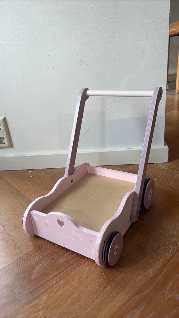 Roze loopwagen/kar Little Dutch, Kinderen en Baby's, Speelgoed | Houten speelgoed, Ophalen, Gebruikt, Duw- of Trekspeelgoed