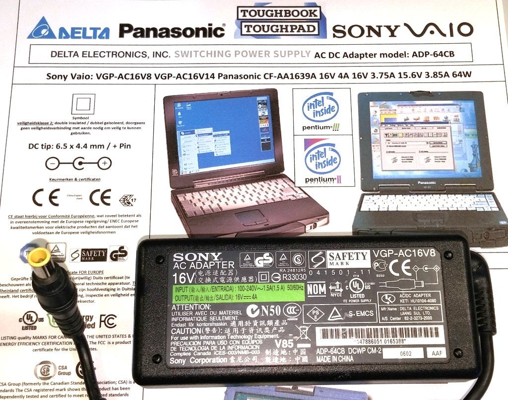 Sony Vaio VGP-AC16V8 Panasonic CF-AA1639A 16V 4A 15.6V 3.85A, Computers en Software, Laptop-opladers, Nieuw, Ophalen of Verzenden