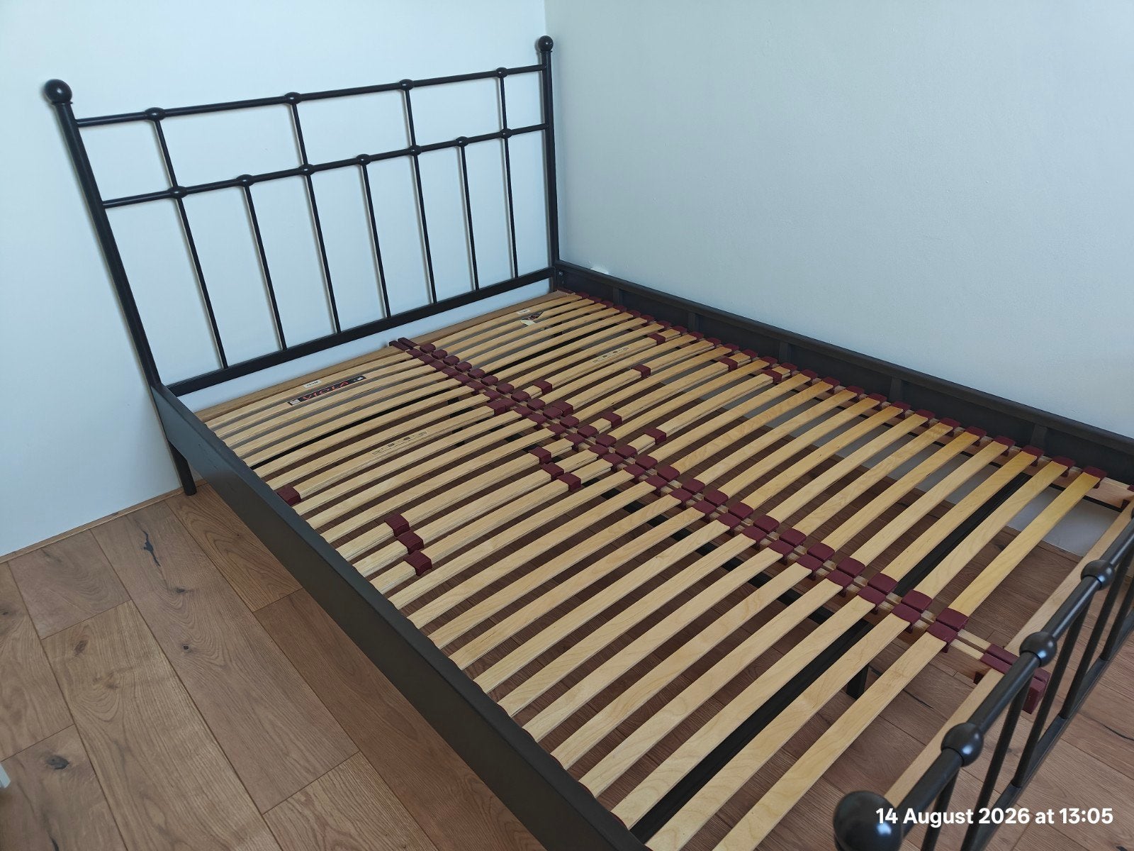 Bedframe (tweepersoons) incl. lattenbodems, Ophalen, Gebruikt, Zwart, Tweepersoons