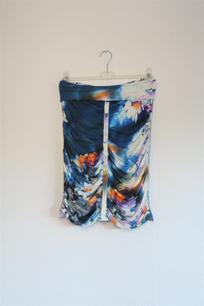 Rok Blauw Turquoise Batik NED mt 38 (3246), Maat 38/40 (M), Blauw, Ophalen of Verzenden, Zo goed als nieuw