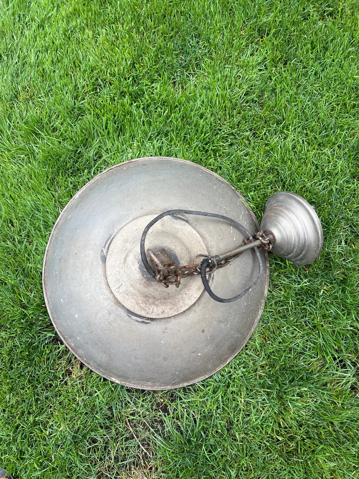 Vintage Industriële Hanglamp - Metaal, Huis en Inrichting, Lampen | Hanglampen, Ophalen of Verzenden, Gebruikt, Metaal, E27 (groot)