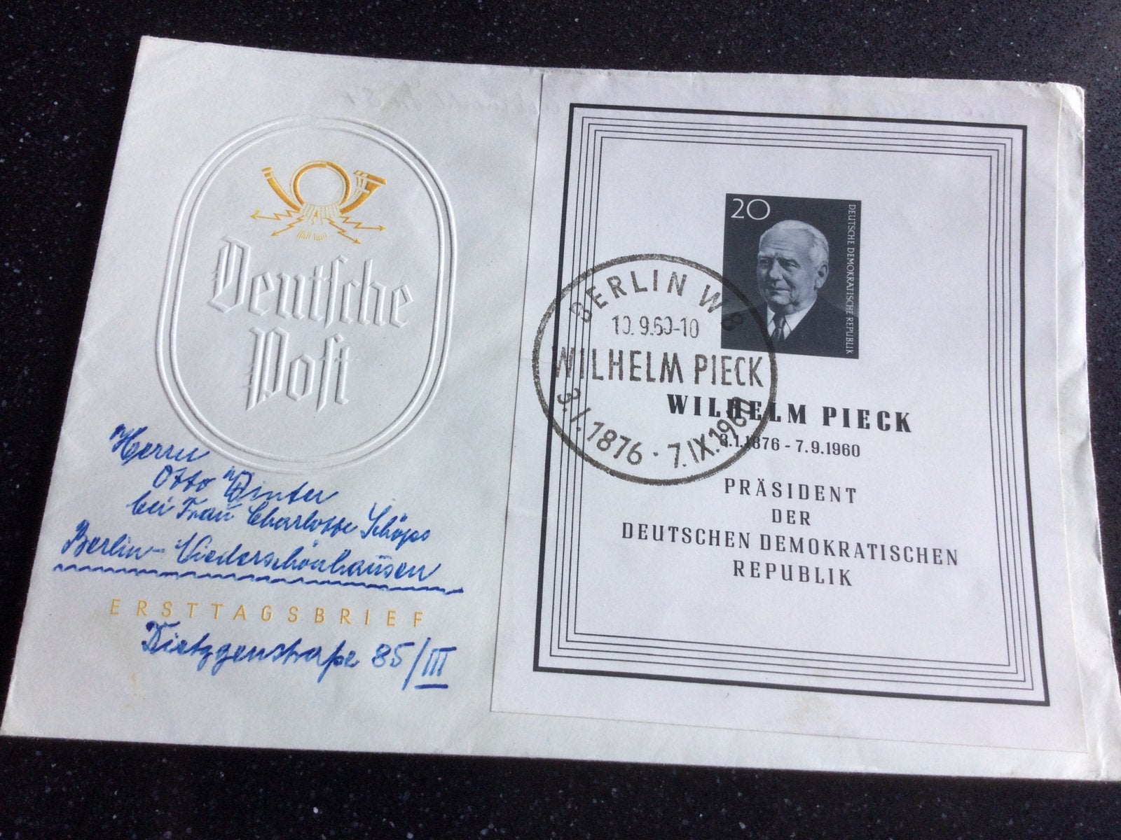 DDR FDC Michel Block 16 gestempeld en gelopen, Postzegels en Munten, Postzegels | Eerstedagenveloppen, Ophalen of Verzenden, Beschreven