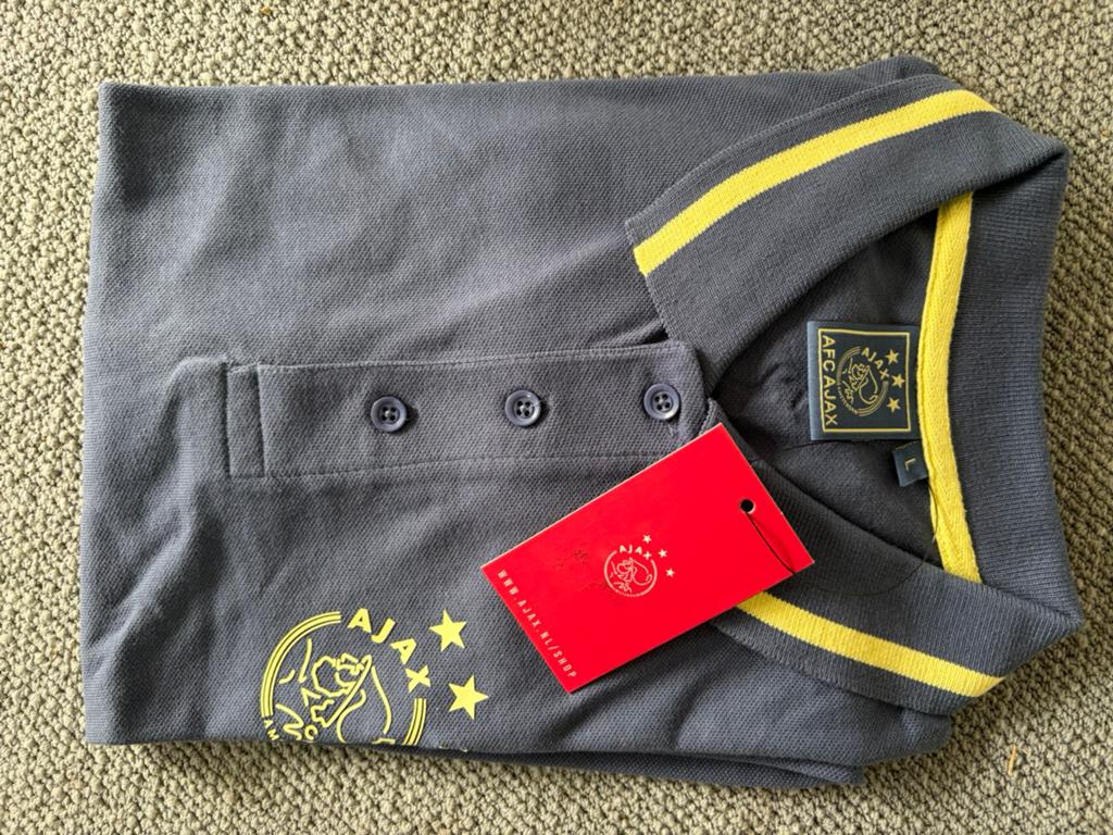 Nieuw Ajax Polo Shirt Maat L - Grijs met Geel, Ophalen of Verzenden, Nieuw, Maat 52/54 (L), Grijs