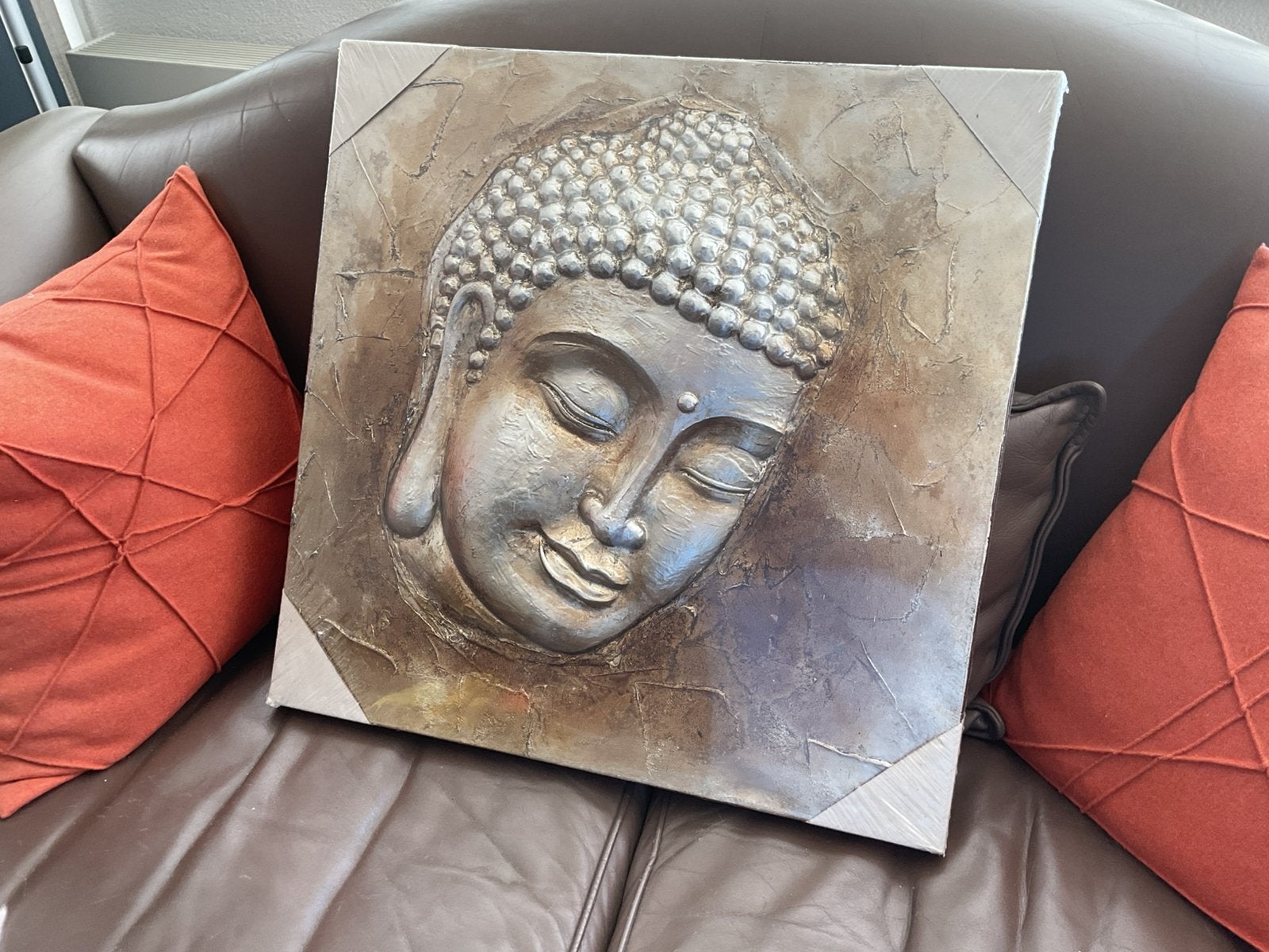 Boeddha Schilderij  55 x 55 cm., Ophalen, 50 tot 75 cm, Schilderij, 50 – 75