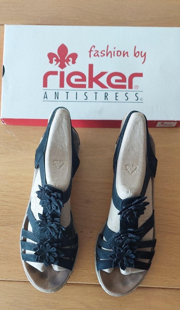 Open dames schoen sandaal RIEKER zwart Maat 41, Zwart, Gedragen, Rieker, Sandalen of Muiltjes