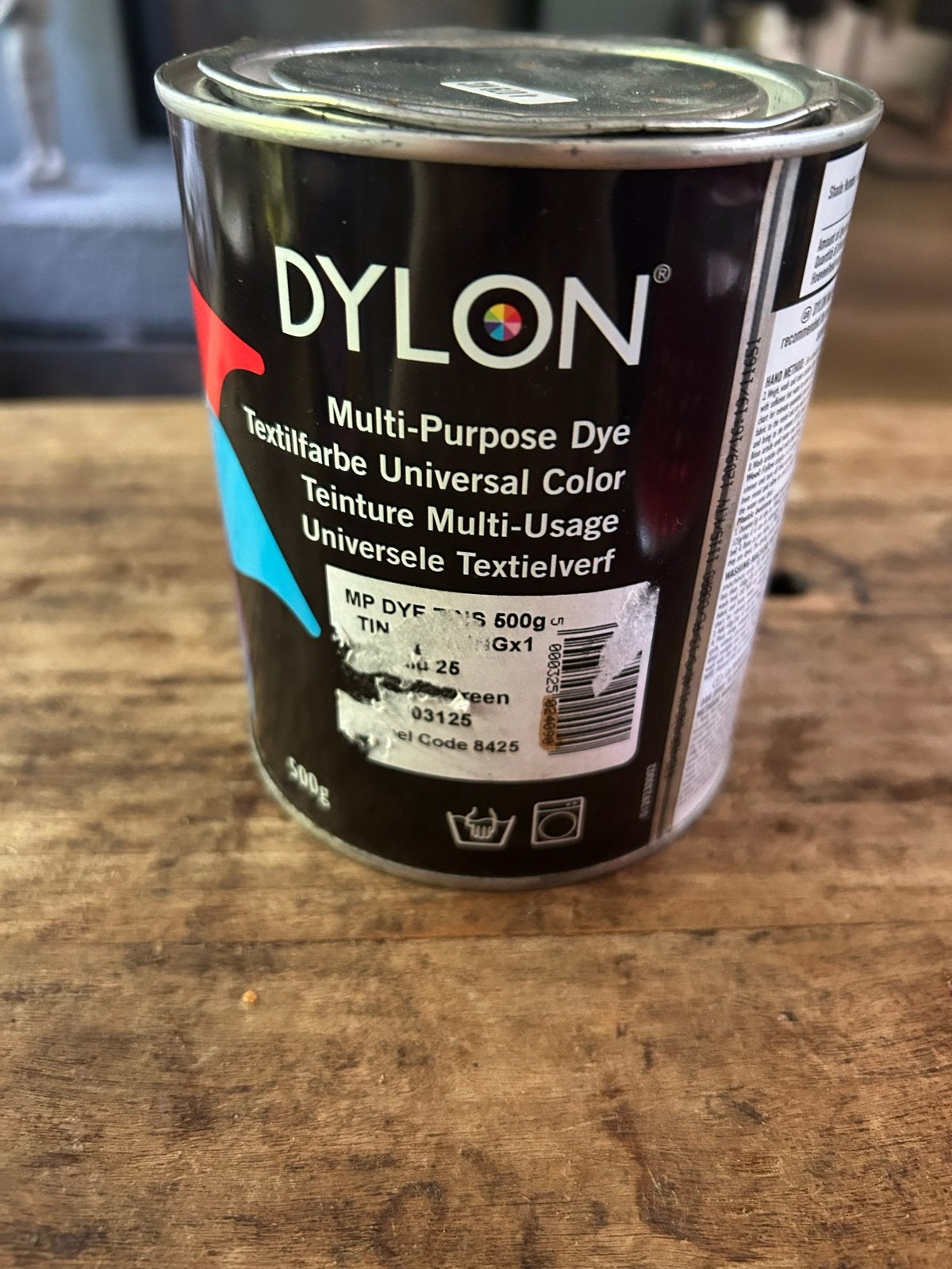 Dylon Textielverf Junglegreen - 1/2 tot 2/3 blik, Hobby en Vrije tijd, Knutselen, Gebruikt, Knutselmateriaal, Overige merken, Textiel