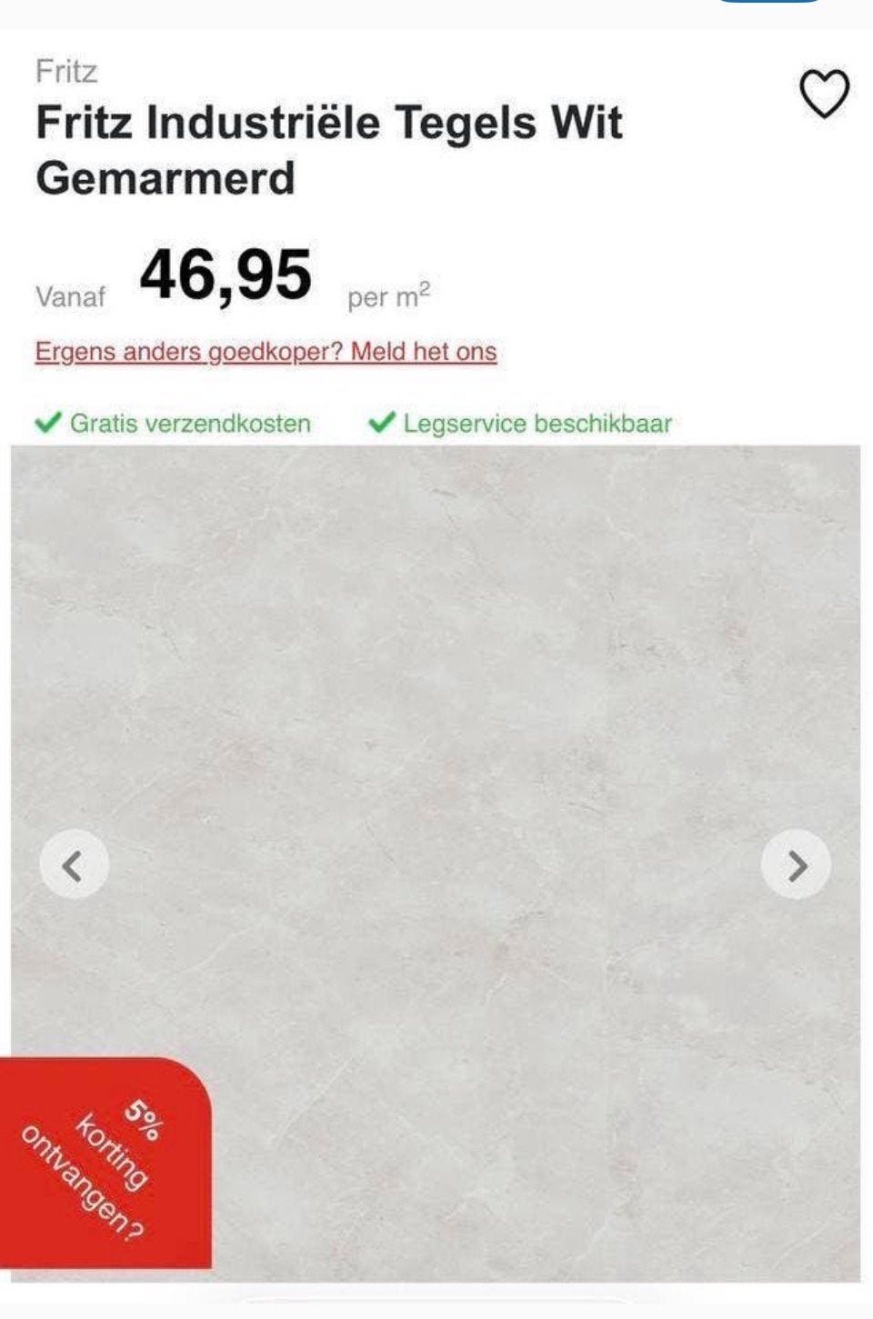 Nieuw Tegel Laminaatvloer (Wit Gemarmeerd) totaal 68m2, Ophalen, 30 cm of meer, 50 tot 150 cm, Nieuw
