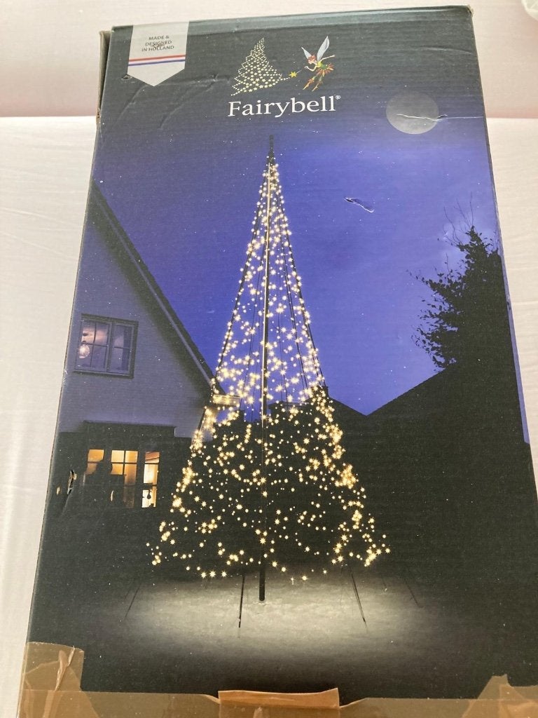 Fairybell kerstboom 6 meter–1200 LED–warm wit–vlaggenmast, Ophalen, Gebruikt