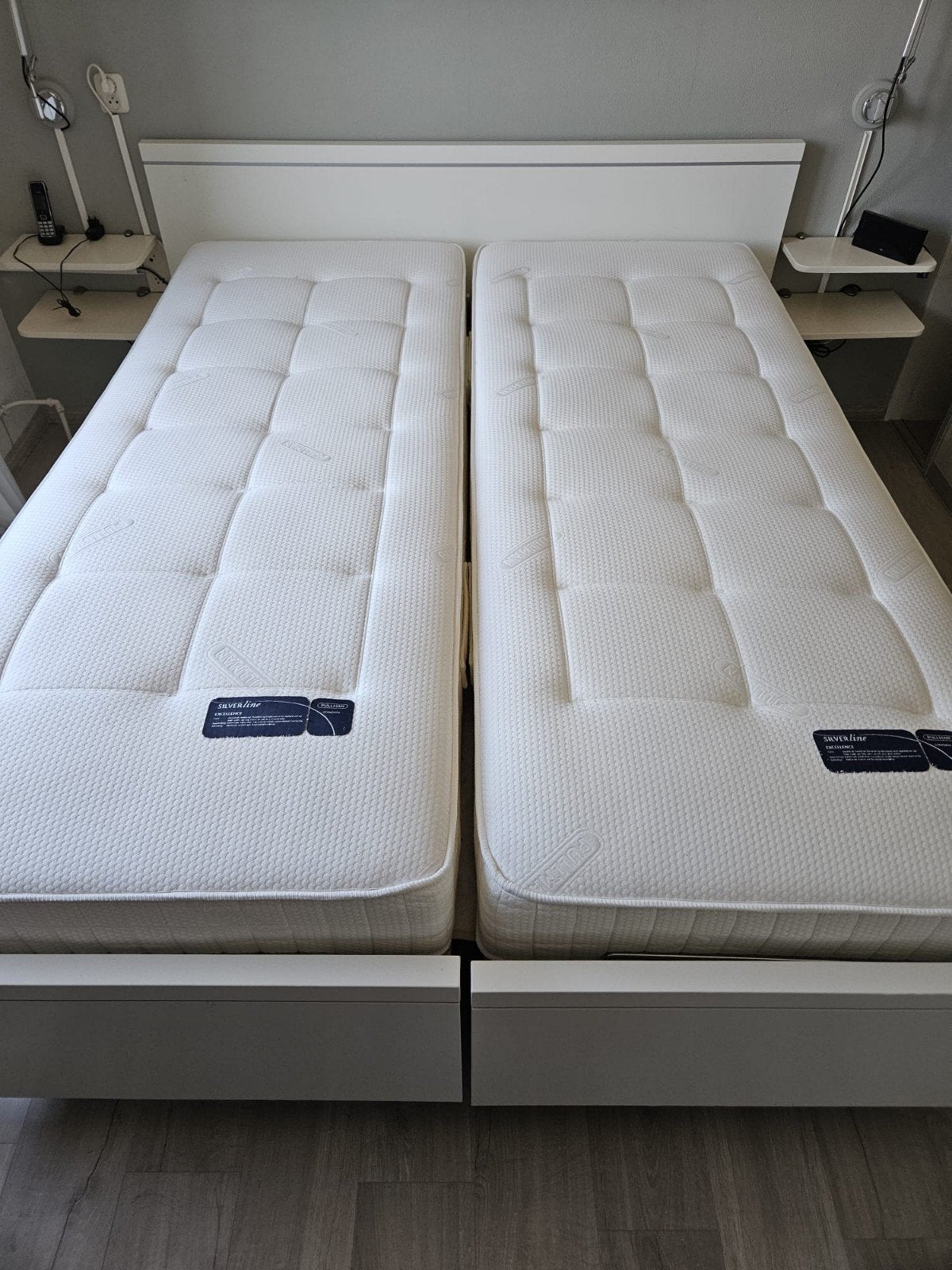 Verstelbaar tweepersoonsbed met Pullman matrassen, Verstelbaar, 210 cm, Tweepersoons, Ophalen of Verzenden