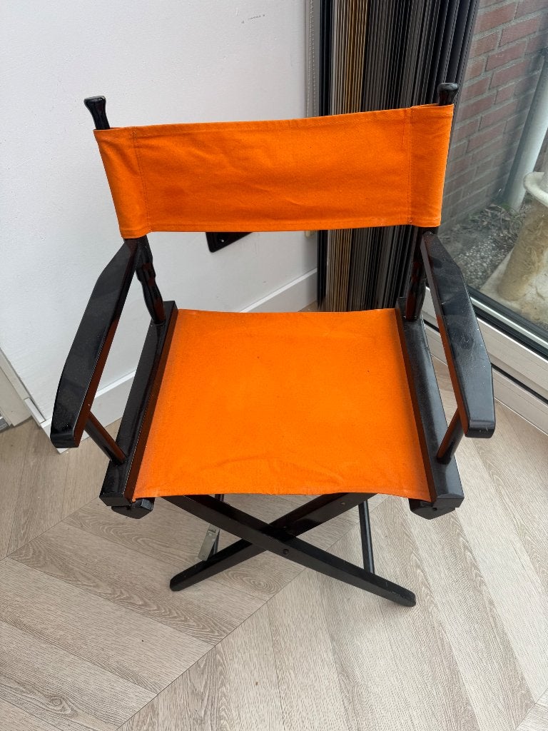 Filmsstoeltje, Huis en Inrichting, Ophalen, Gebruikt, Zwart oranje, Zwart