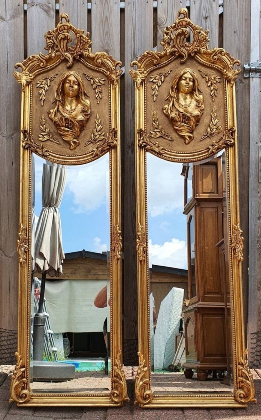 Barok passpiegel set met Madonna amulet, Minder dan 50 cm, Ophalen of Verzenden, Minder dan 100 cm, Rechthoekig
