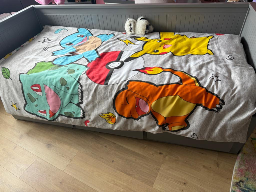 IKEA HEMNES Bedbank met 3 lades, grijs, 80x200 cm, Gebruikt, Eenpersoons, Ophalen of Verzenden, 80 cm