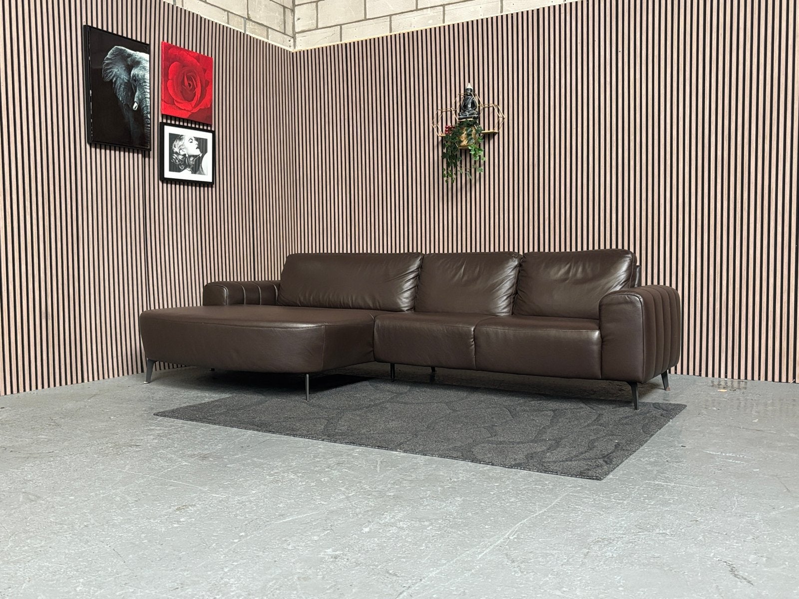 GRATIS LEVERING Loungebank Leer Bruin 310x160 GEREINIGD, Huis en Inrichting, Hoekbank, 300 cm of meer, Leer, Ophalen of Verzenden